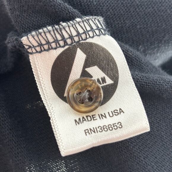 American Giant Black Premium Slub Long Sleeve Henley Top - Picture 11 of 11